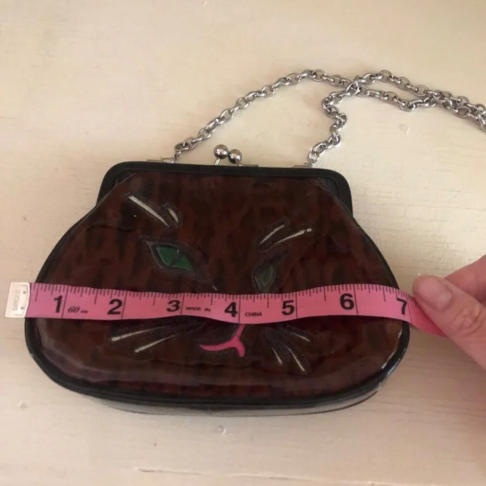 Brighton Cat Kisslock Coin Handbag Patent Small Leopard Print Purse - Picture 10 of 12